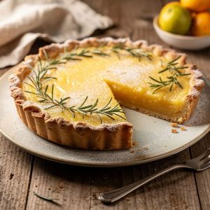 AI-generated concept of a yuzu-rosemary tart